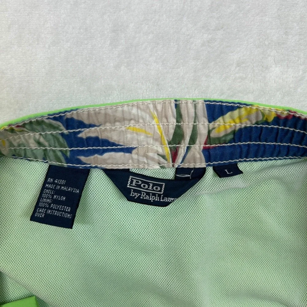 Polo Ralph Lauren Cargo Swim‎ Trunks Shorts Mens Large Lime Green Drawstring